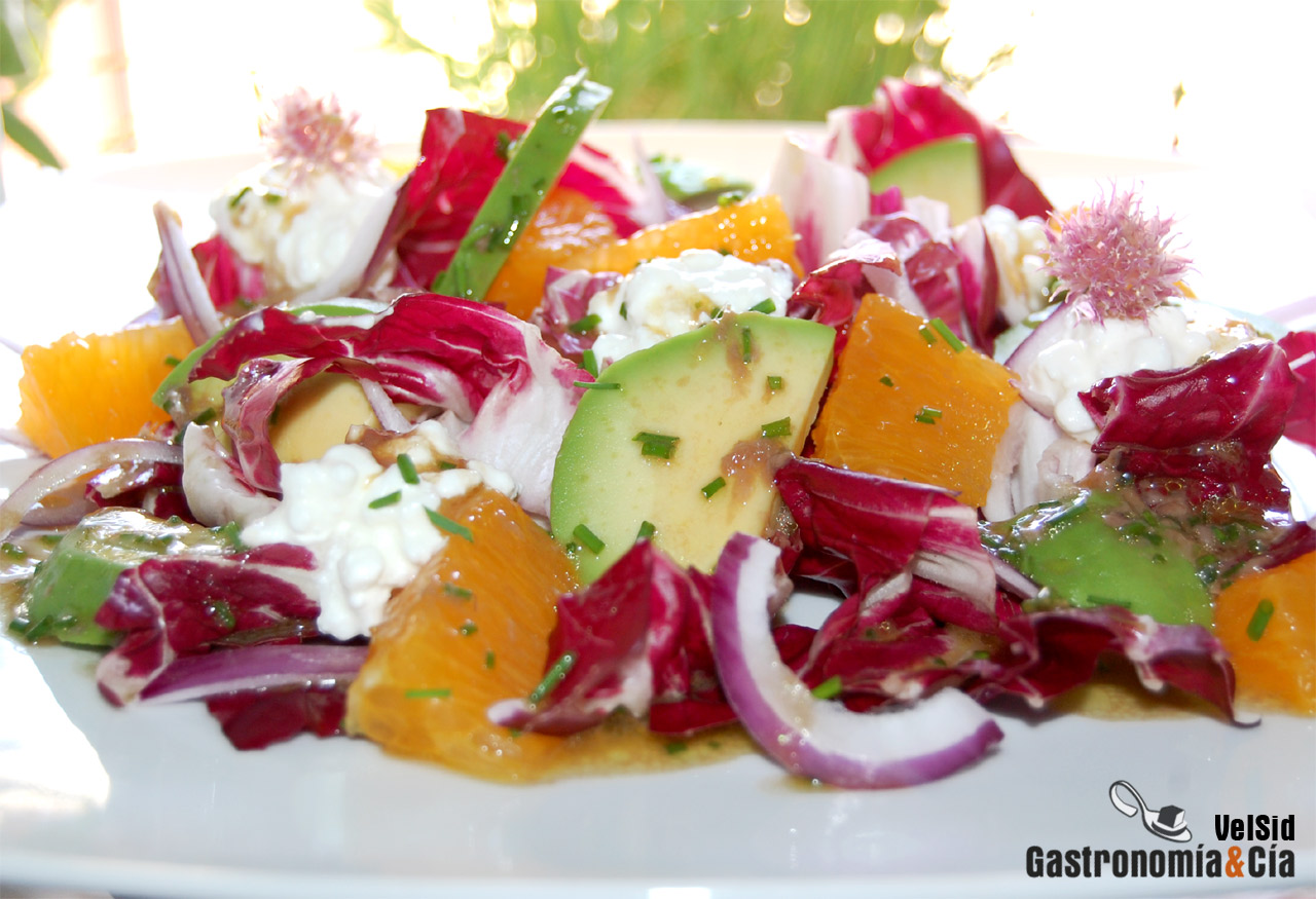 Ensalada de achicoria, aguacate y naranja