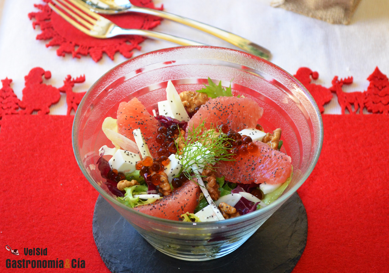 Ensalada de hinojo, pomelo y queso fresco