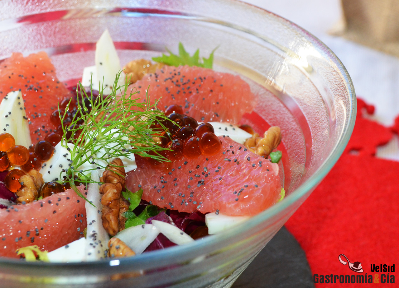 Ensalada de hinojo, pomelo y queso fresco