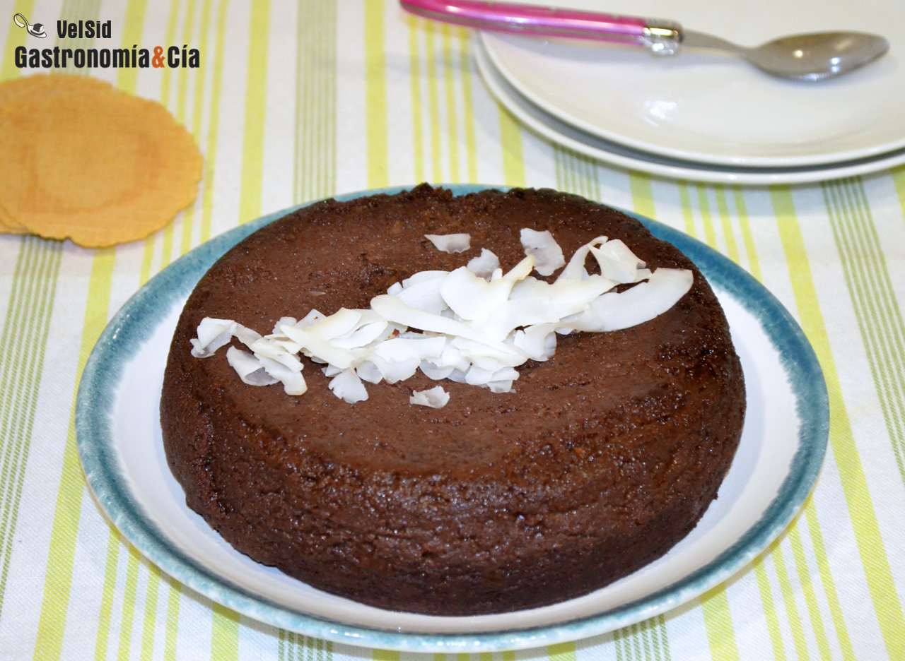 Flan de chocolate y plátano sin azúcar