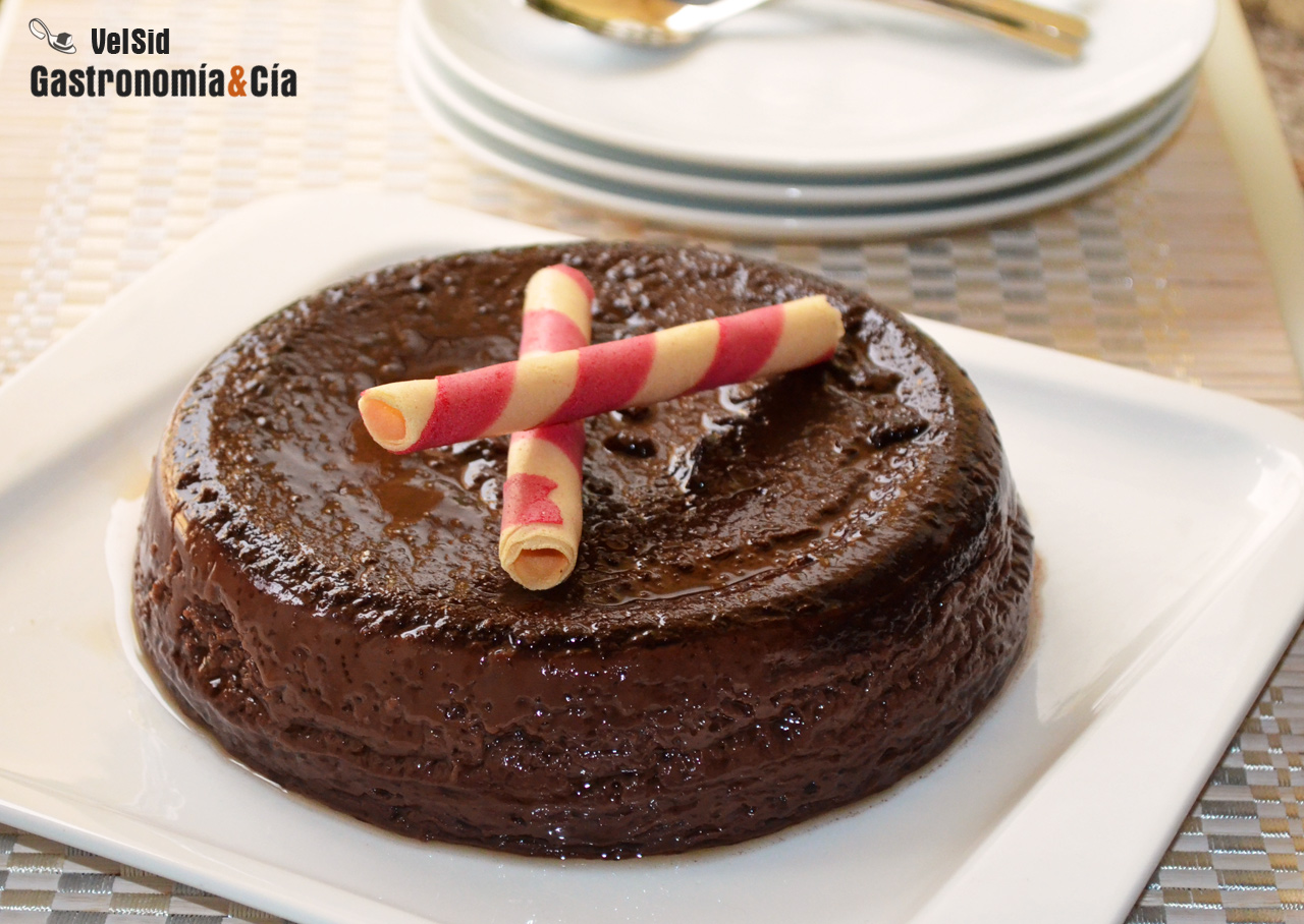 Flan de chocolate en microondas