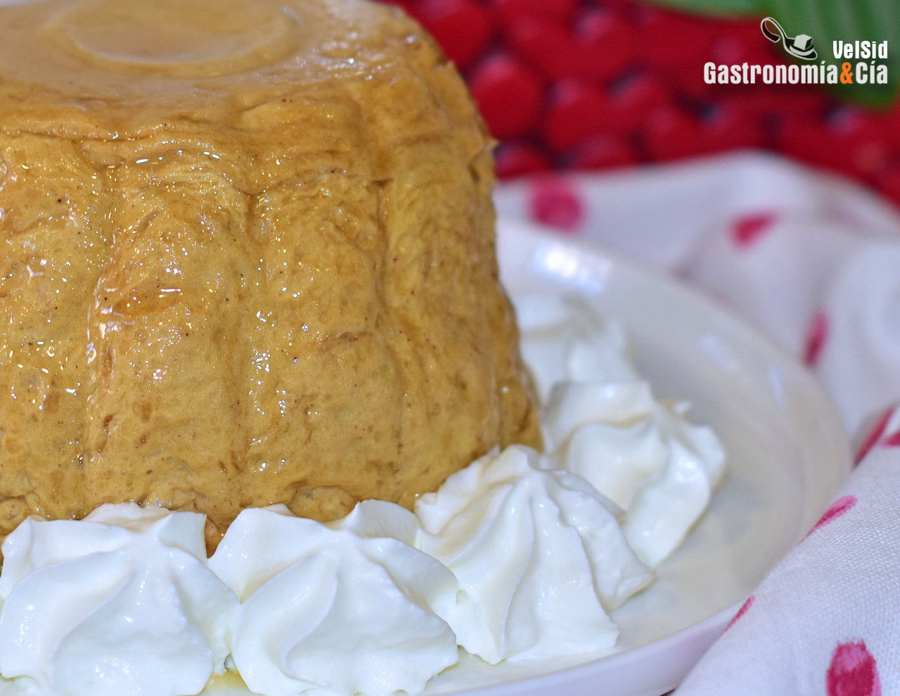 Flan de claras y avellanas