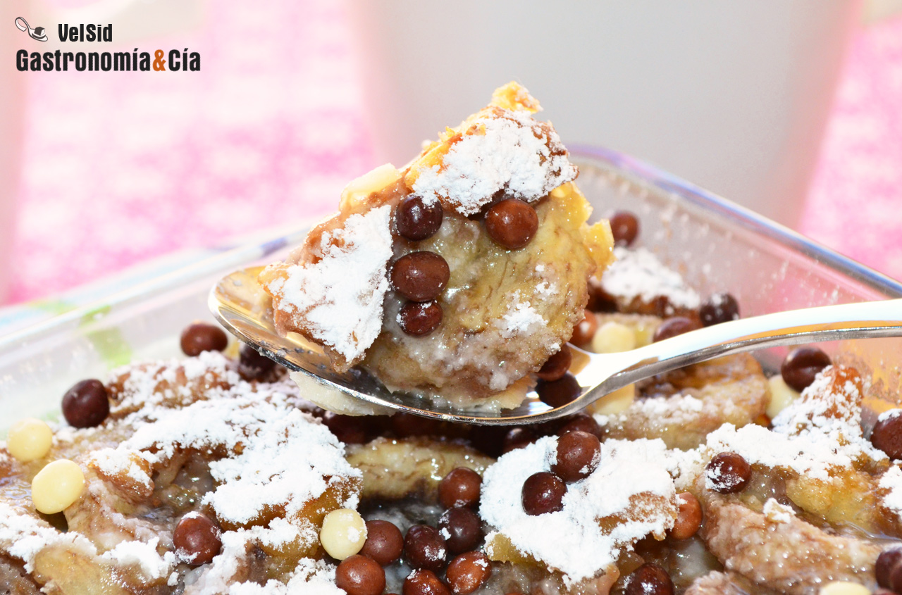 Flognarde de plátano y nueces