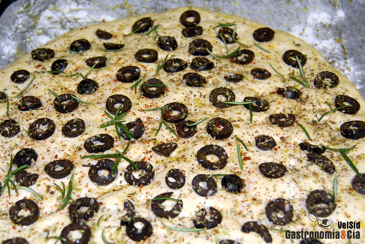Focaccia de aceitunas y romero
