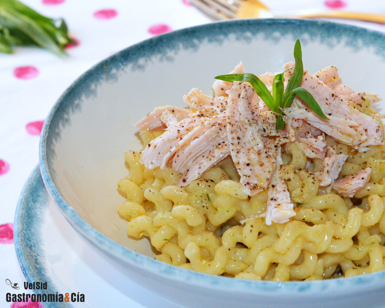 Fusilli lunghi con pollo asado y salsa cremosa de estra