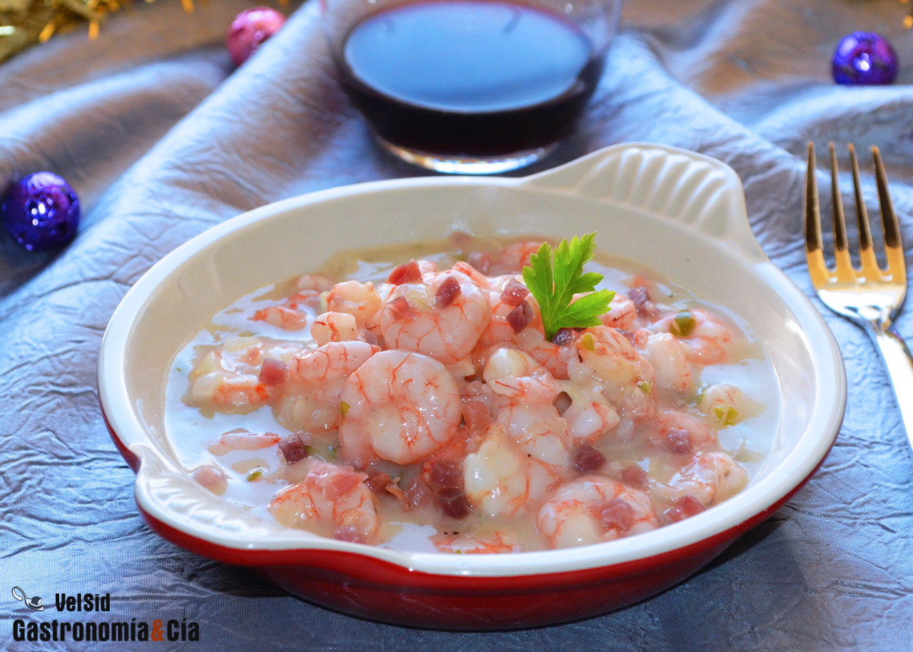 Gamba roja a la manzanilla