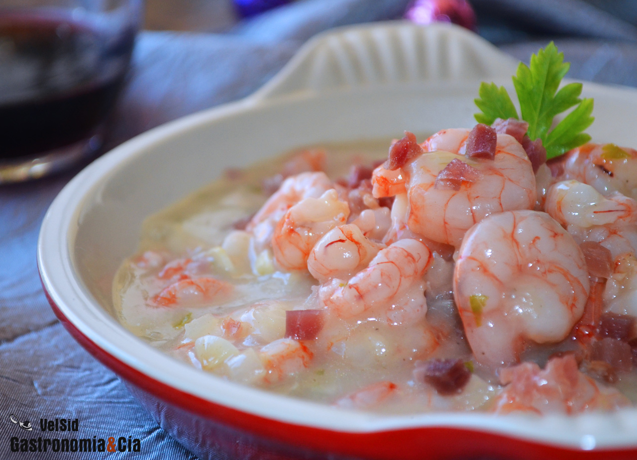 Gamba roja a la manzanilla