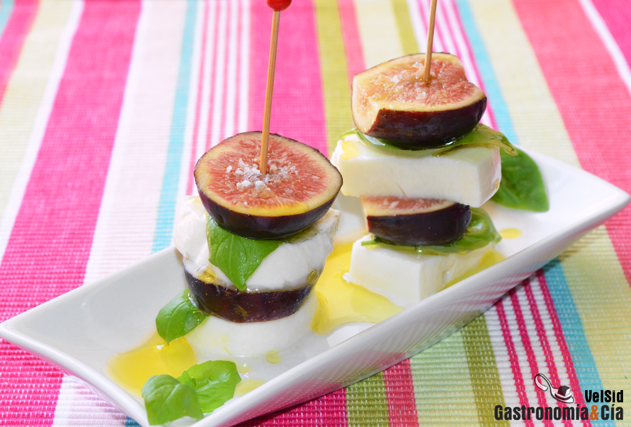 Higos, mozzarella y albahaca