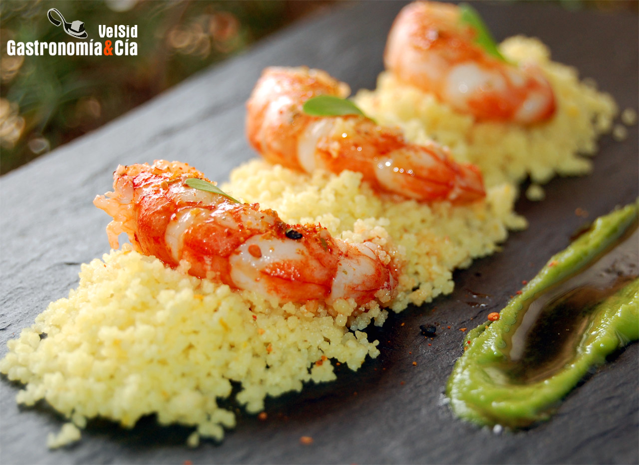 Langostinos con cuscús de naranja