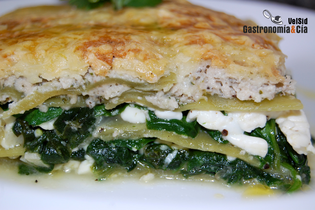 Lasaña de espinacas y piña