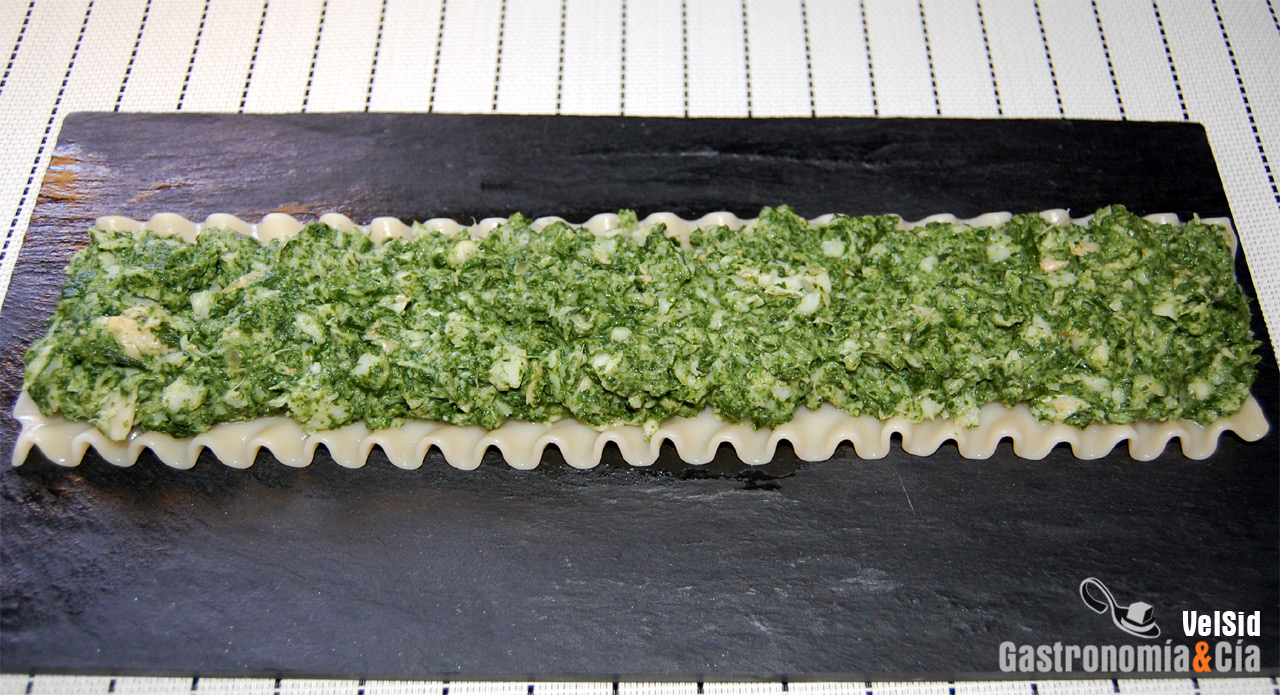 Lasaña de espinacas y merluza