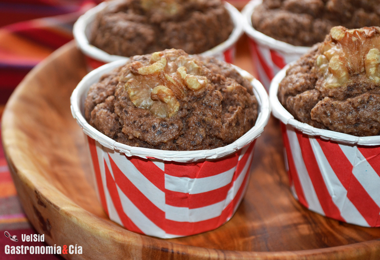 Magdalenas de avena integral y nueces