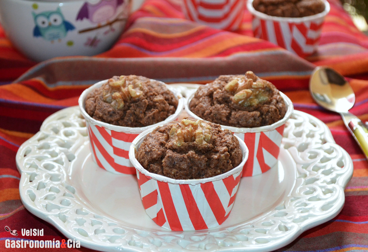 Magdalenas de avena integral y nueces