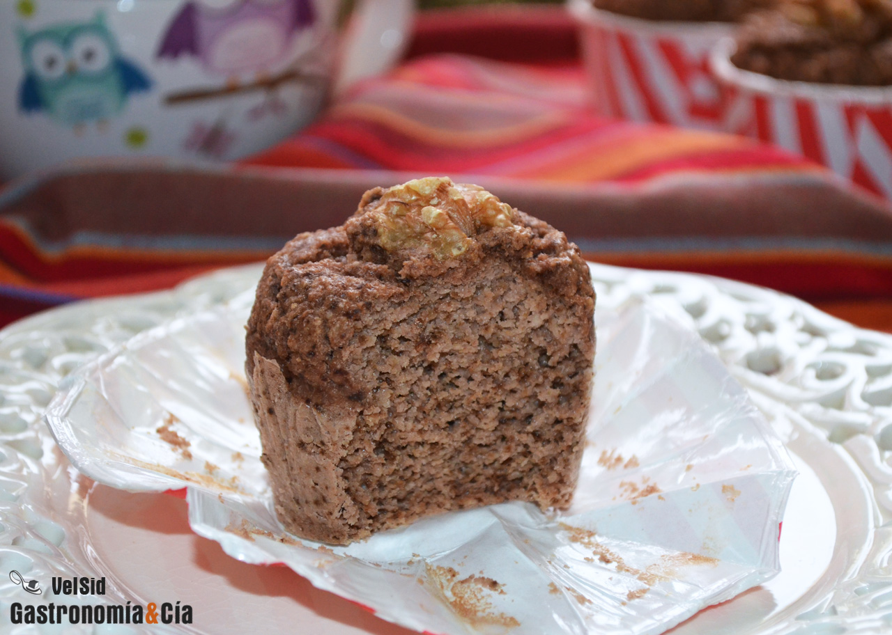 Magdalenas de avena integral y nueces