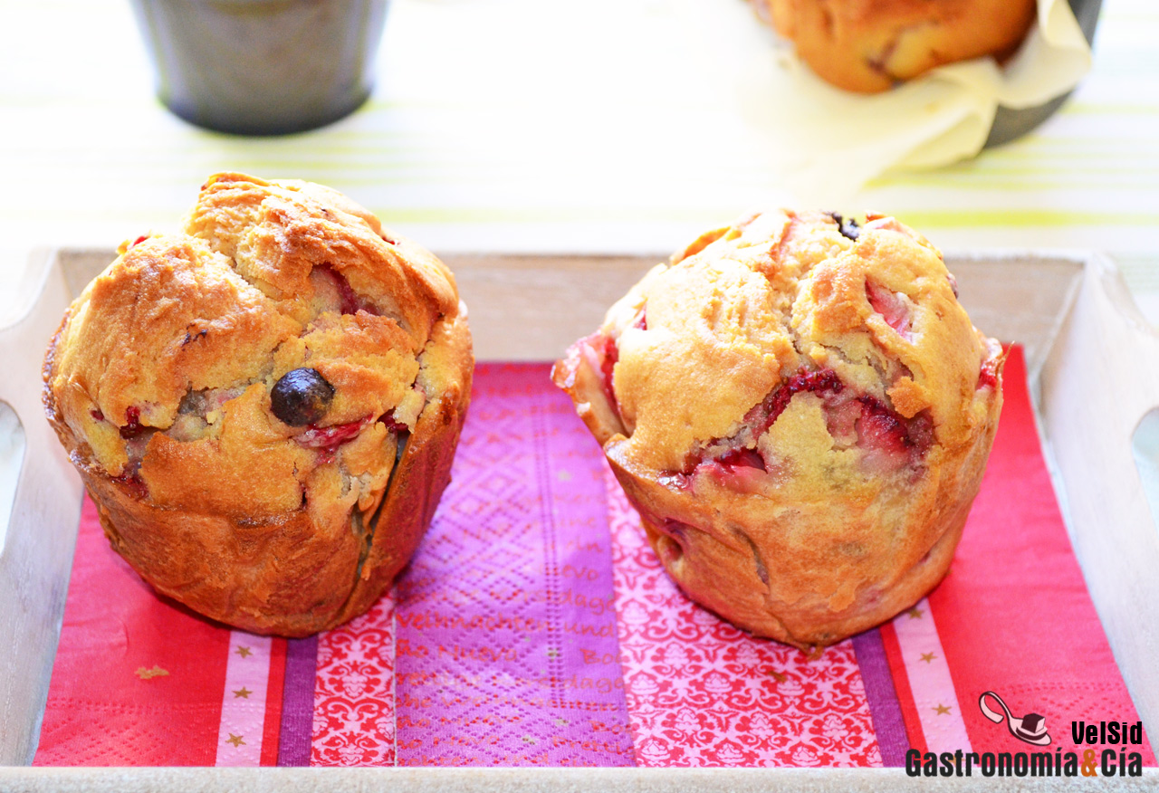 Muffins de fresas y chocolate