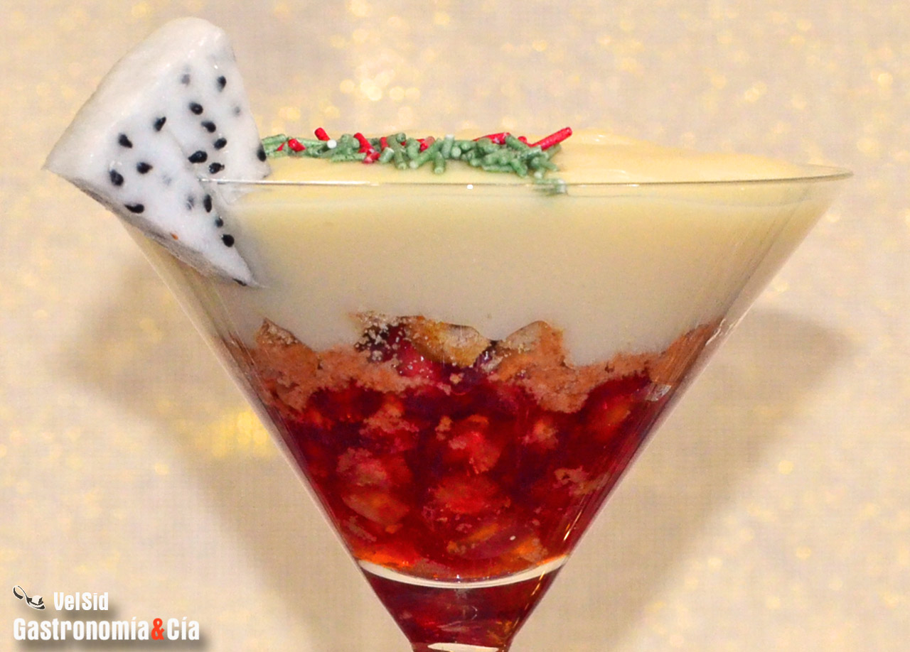 Granada con natillas y Aperol