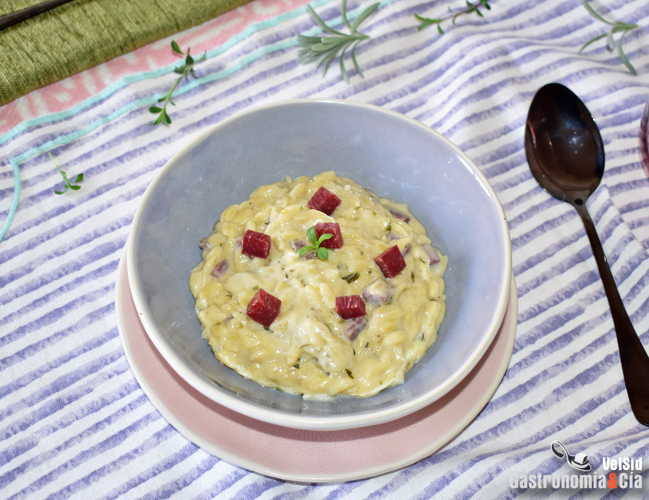 Orzo cremoso con parmesano y lomo