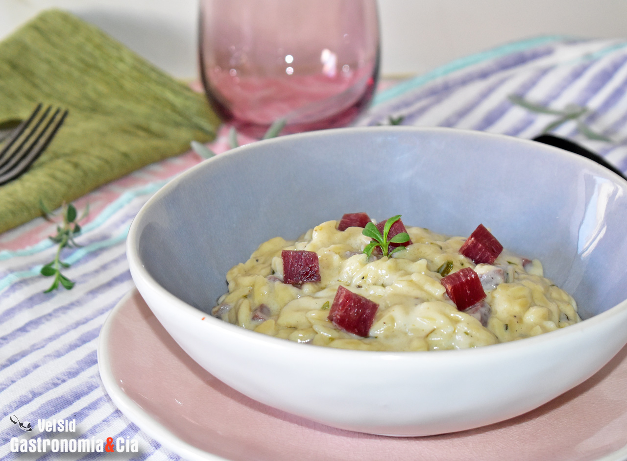Orzo cremoso con parmesano y lomo