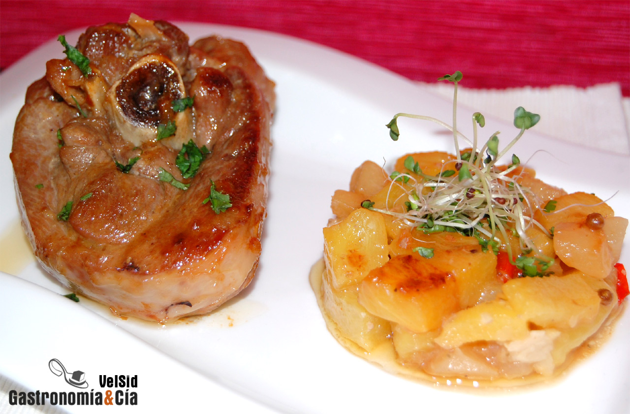 Ossobuco con piña y jengibre