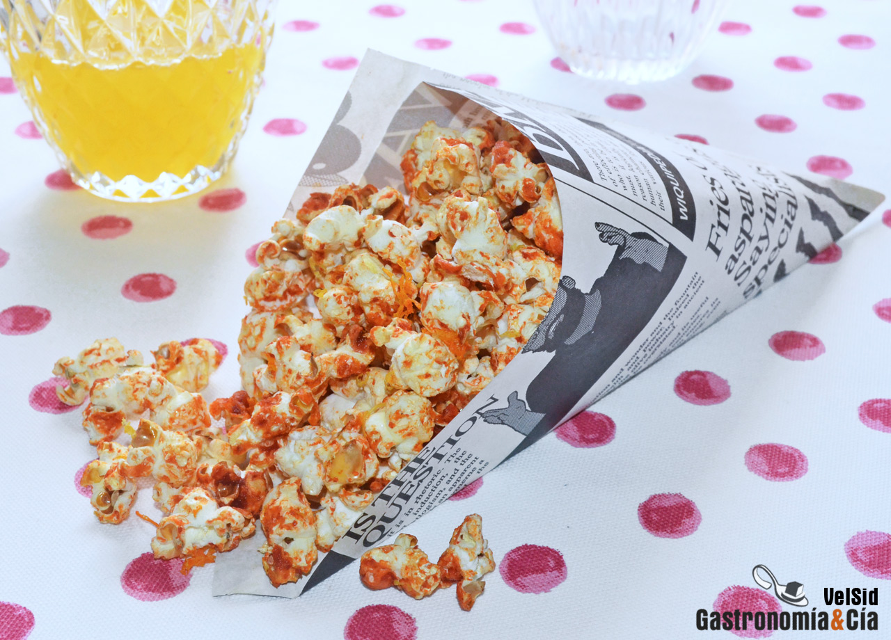 Palomitas de maíz con sriracha y cítricos