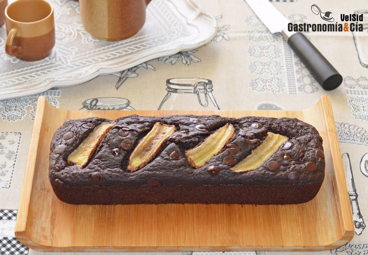 Pan de plátano con chocolate