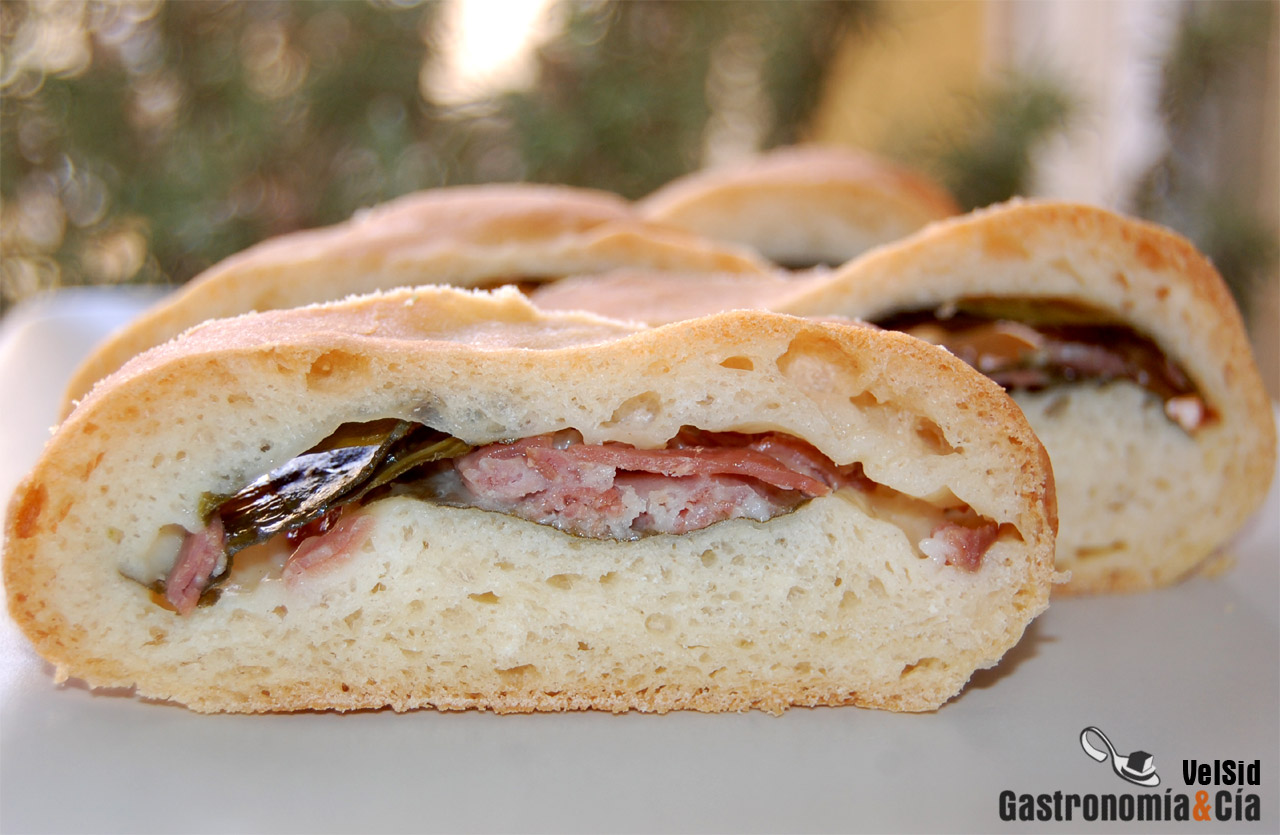 Pan relleno de espinacas y jamón