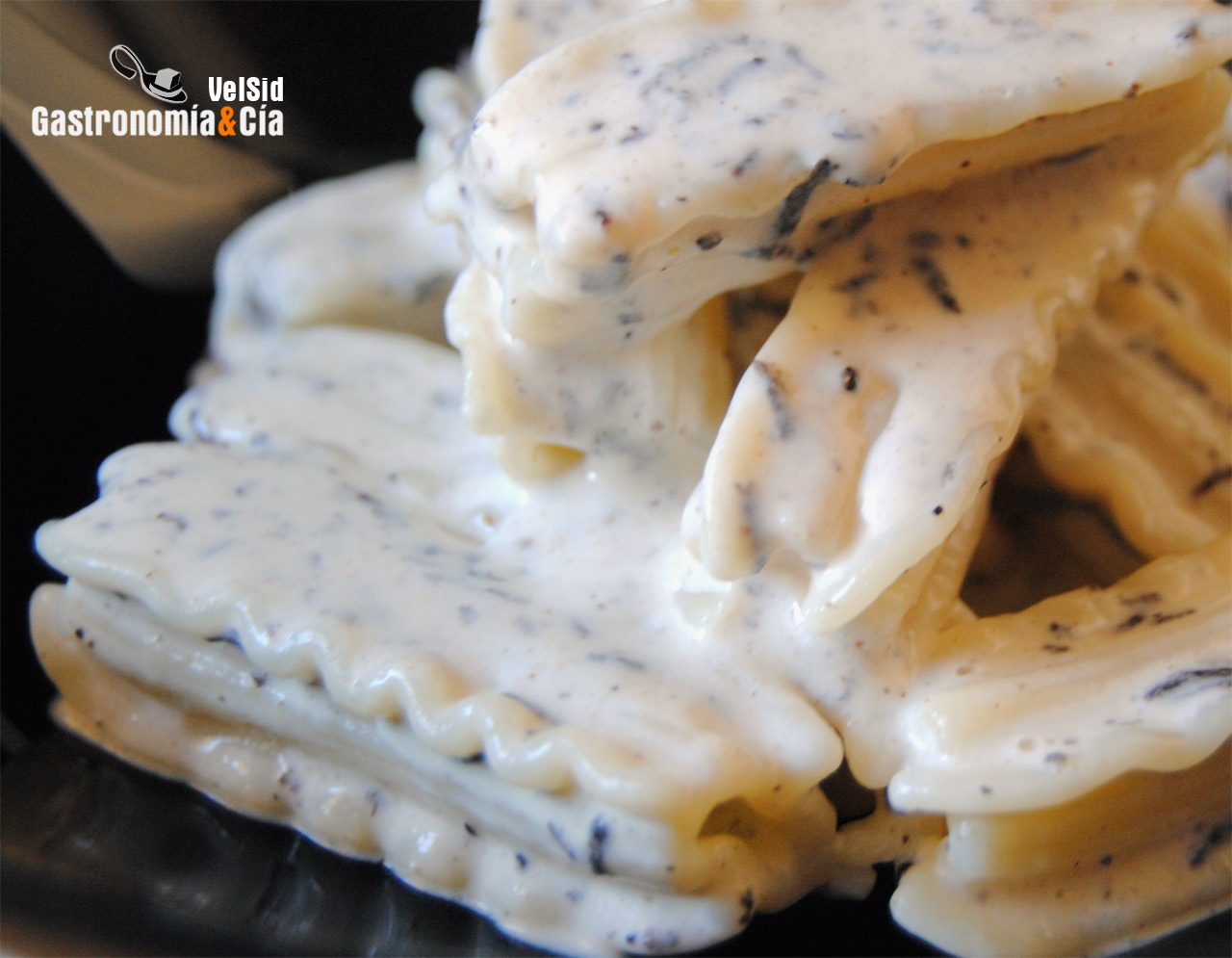 Pasta con salsa de trufa negra y parmesano