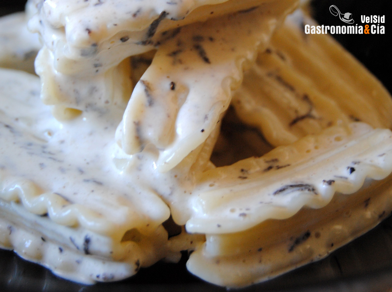 Pasta con salsa de trufa negra y parmesano
