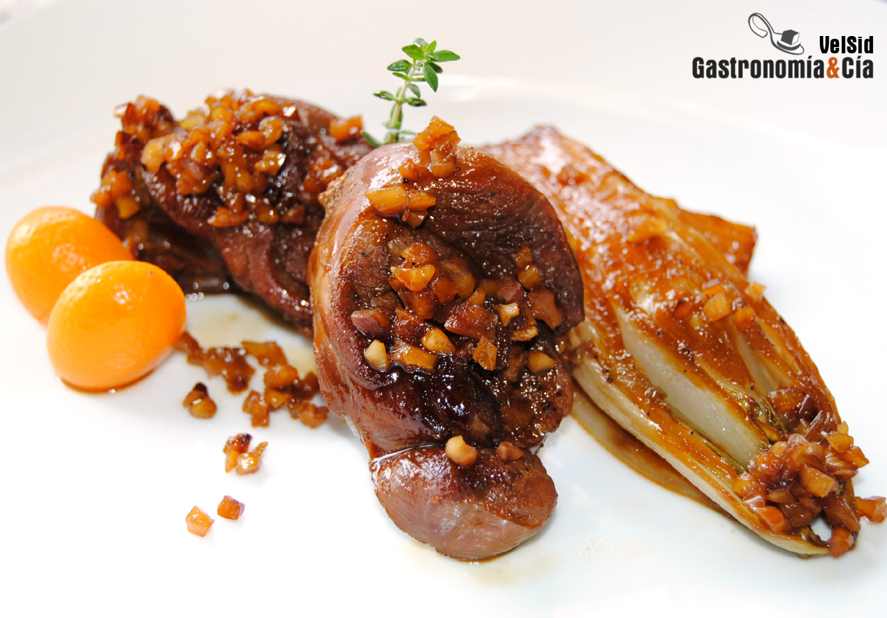 Receta de Pato con endibias, naranja y almendras