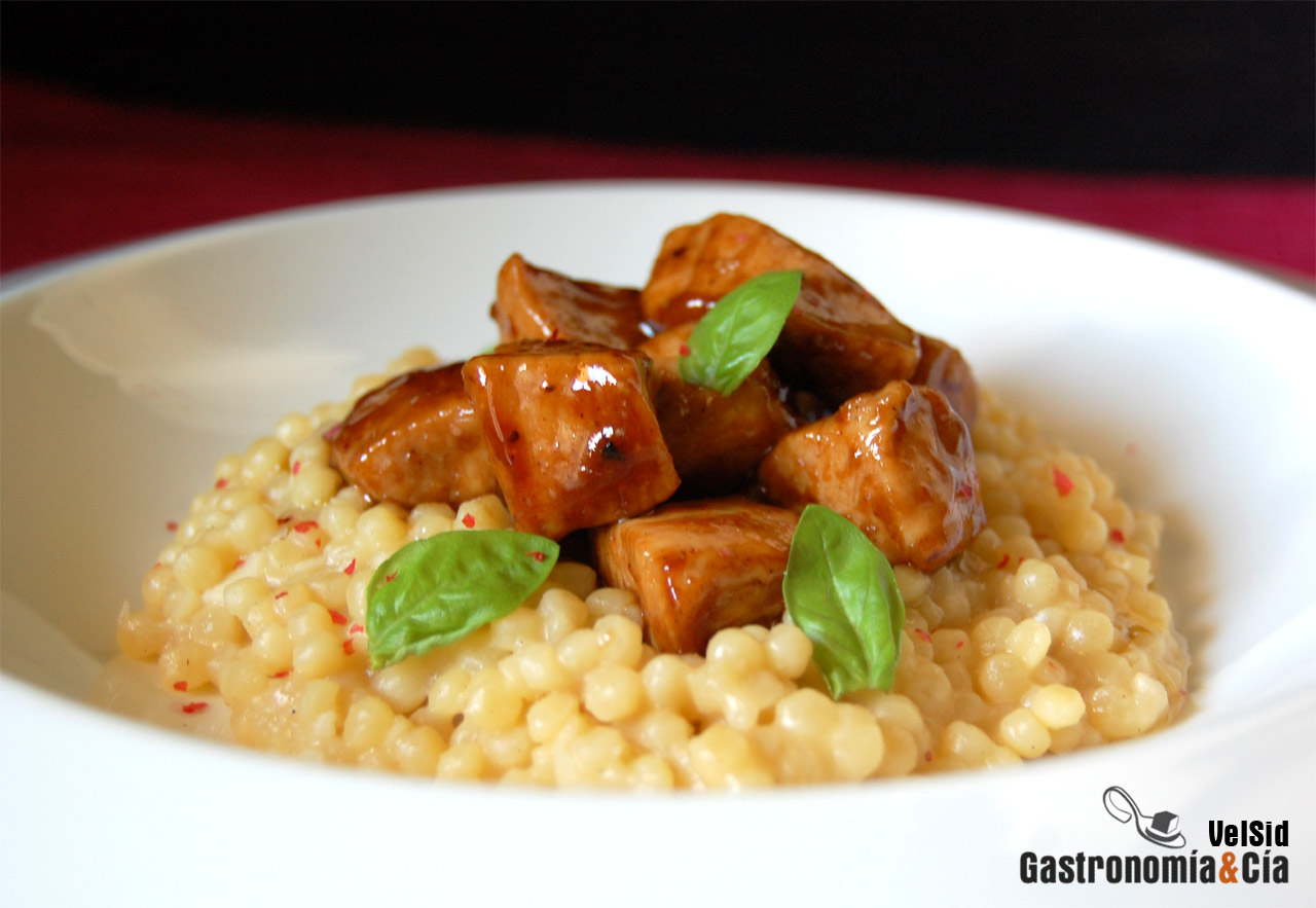 Piombi al limón con pollo teriyaki