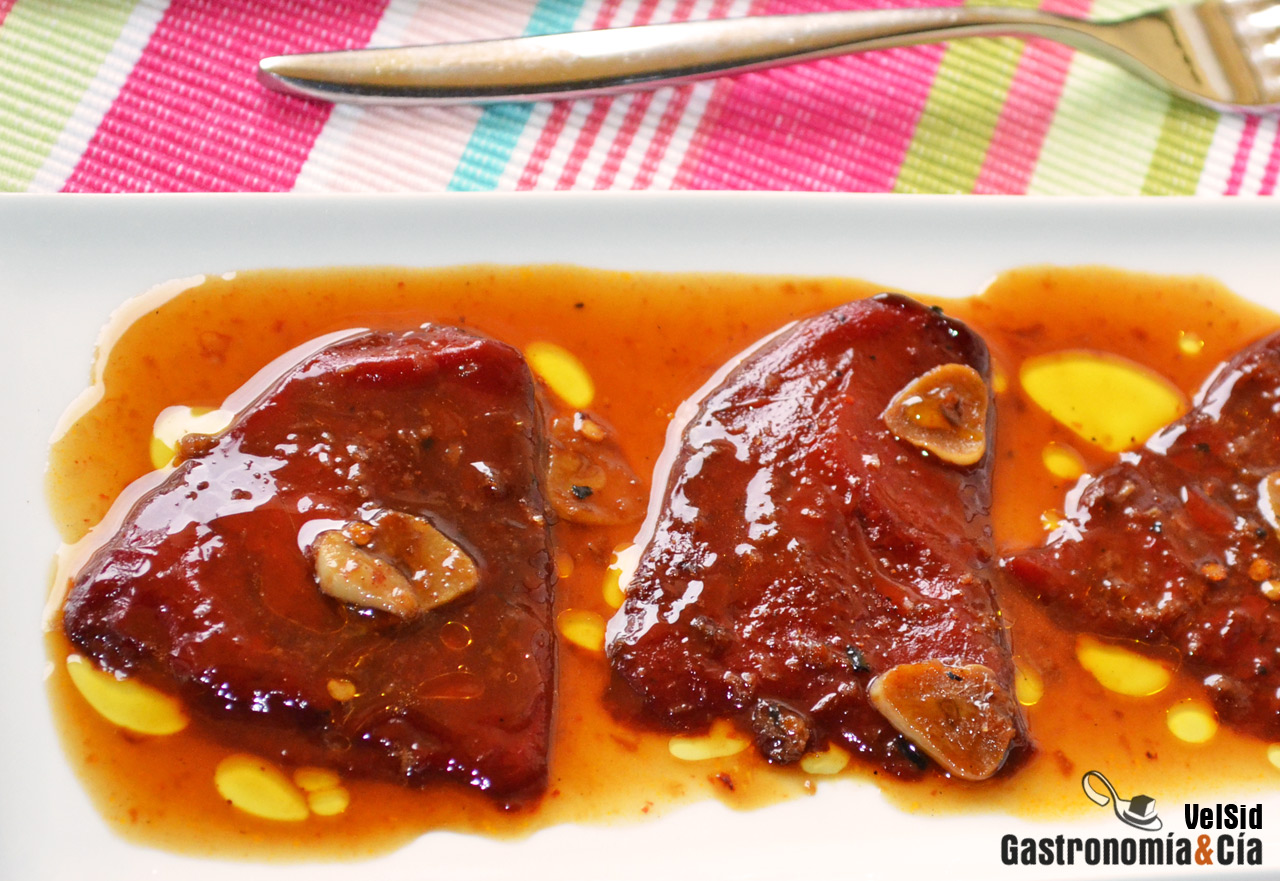 Pimientos del piquillo con salsa de ostras