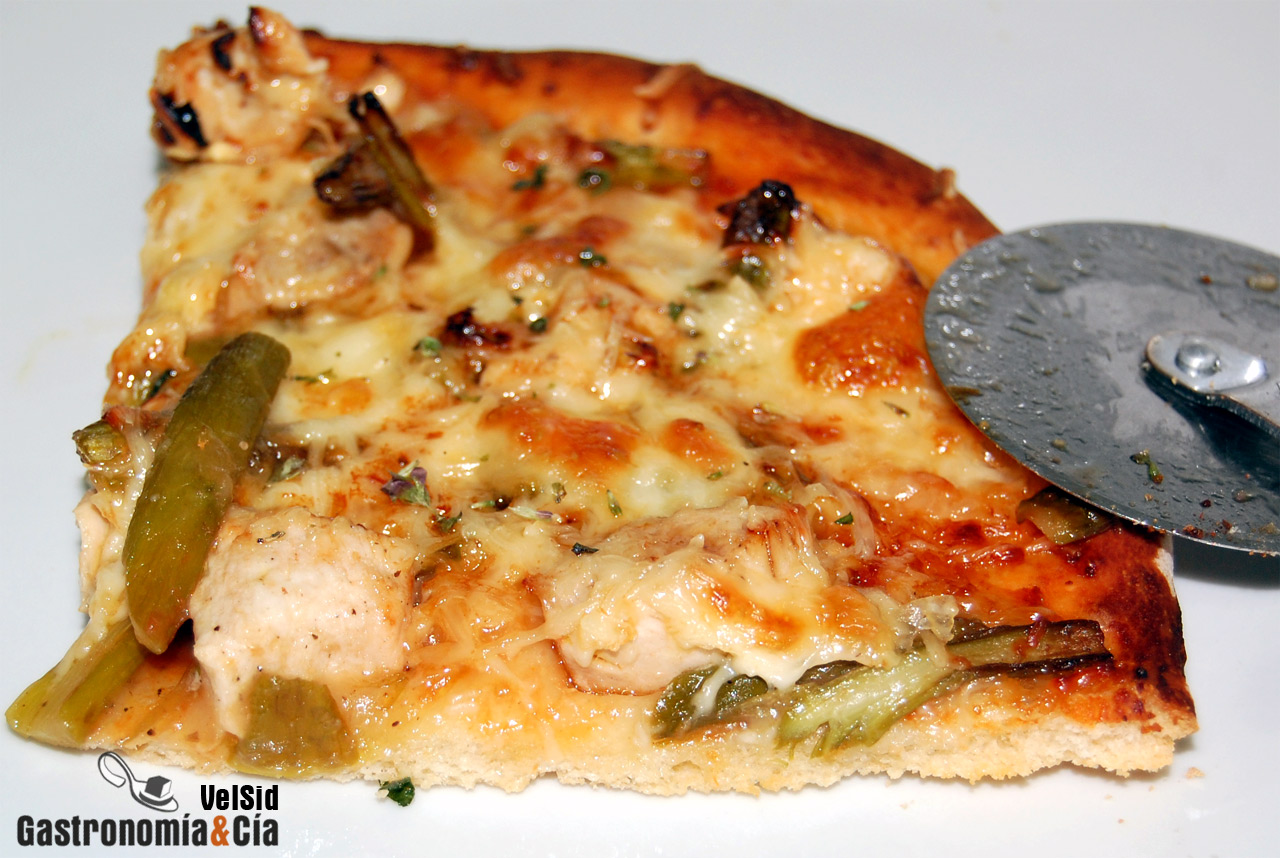 Pizza de pollo al Pedro Ximénez