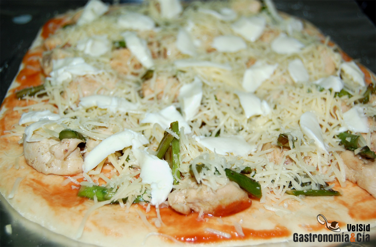 Pizza de pollo al Pedro Ximénez