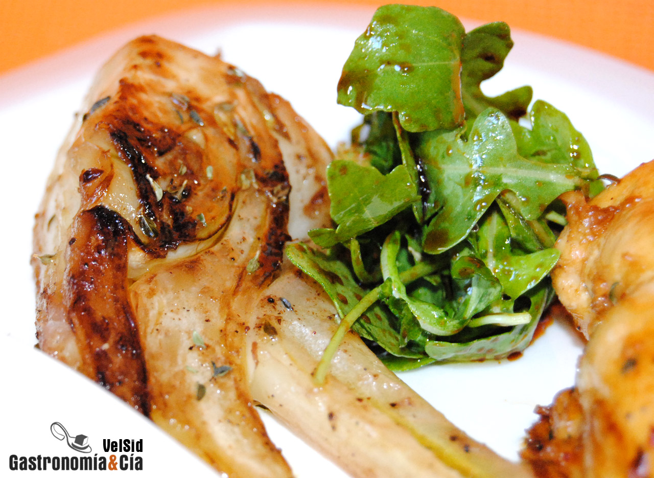 Pollo agridulce con hinojo