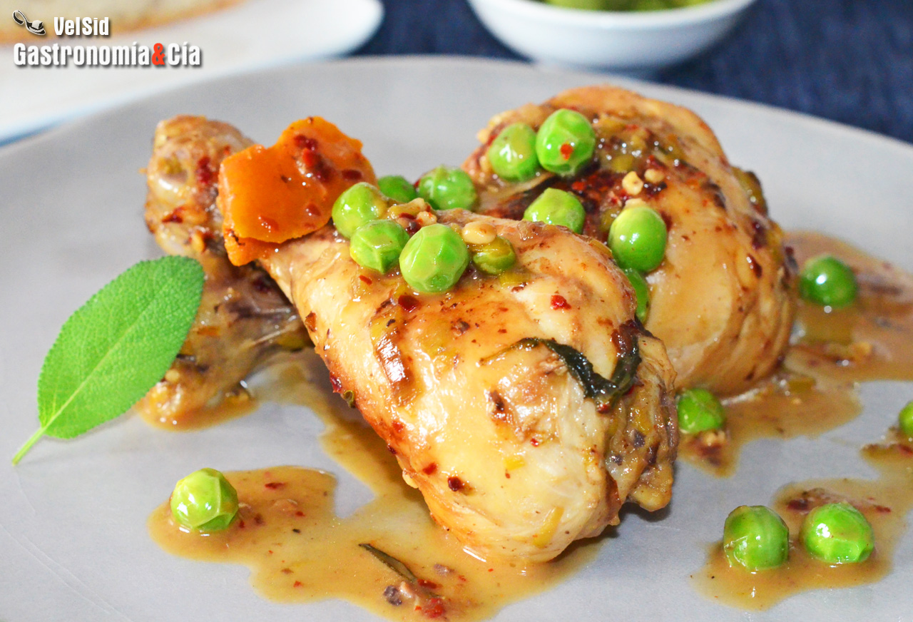 Pollo a la cazuela en su jugo, con aroma de naranja, sa