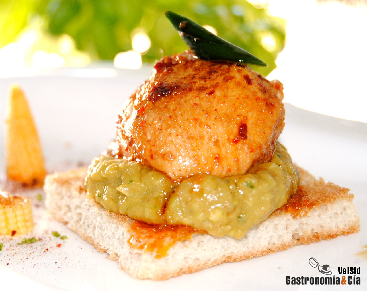 Pollo marinado con chile y guacamole