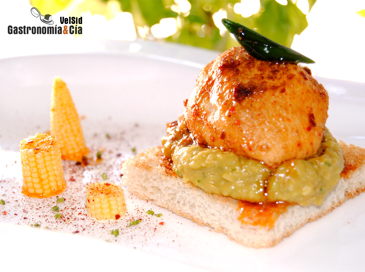 Pollo marinado con chile y guacamole