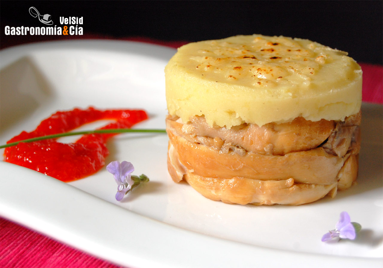 Pollo confitado con parmentier gratinado