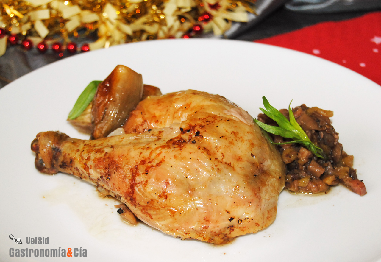 Pollo relleno al horno