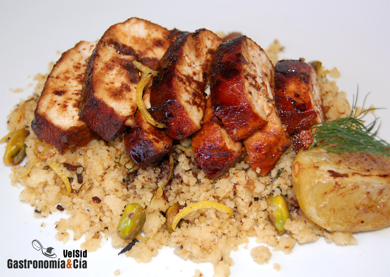 Pollo teriyaki con cuscús al limón