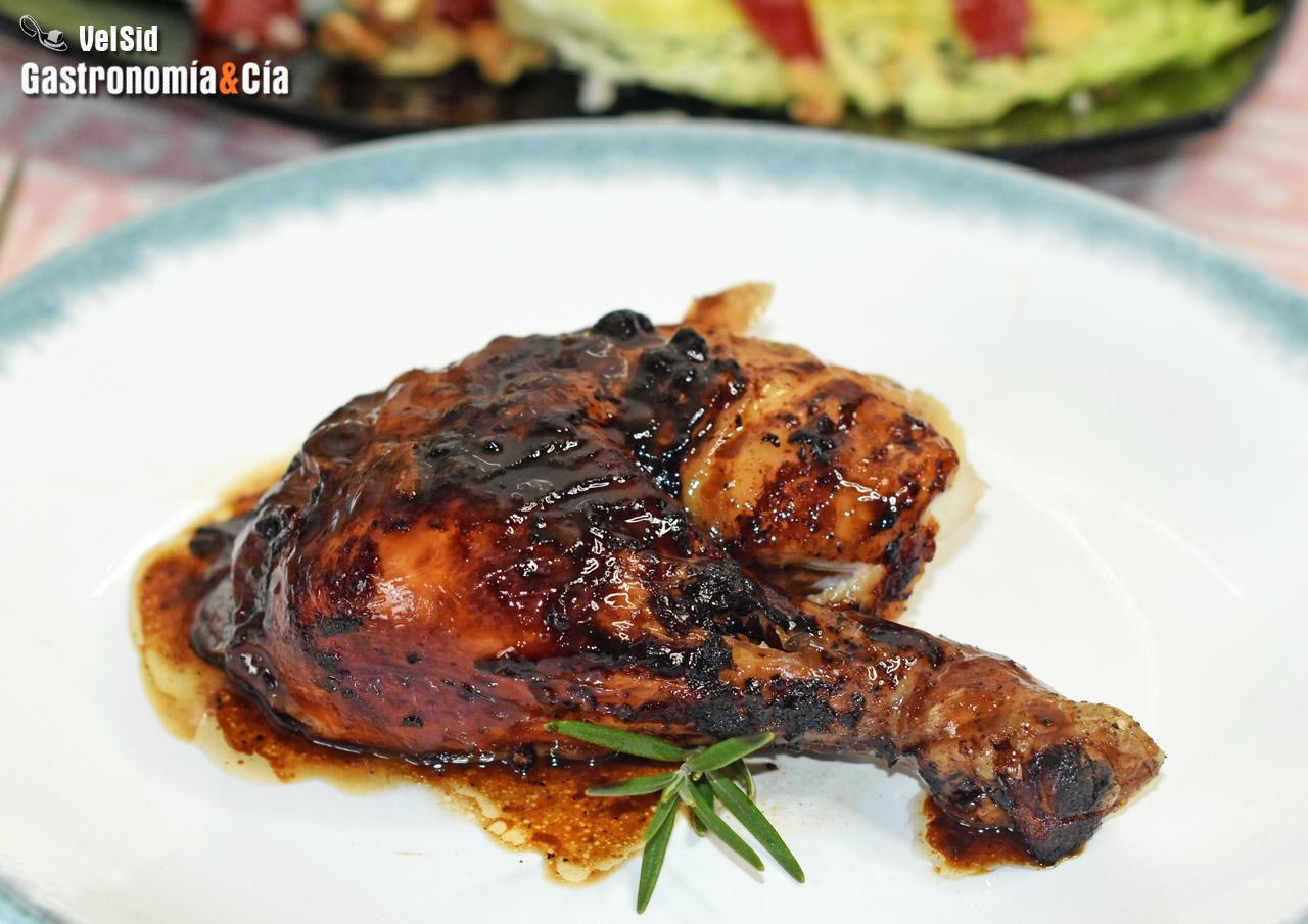 Pollo asado con salsa barbacoa