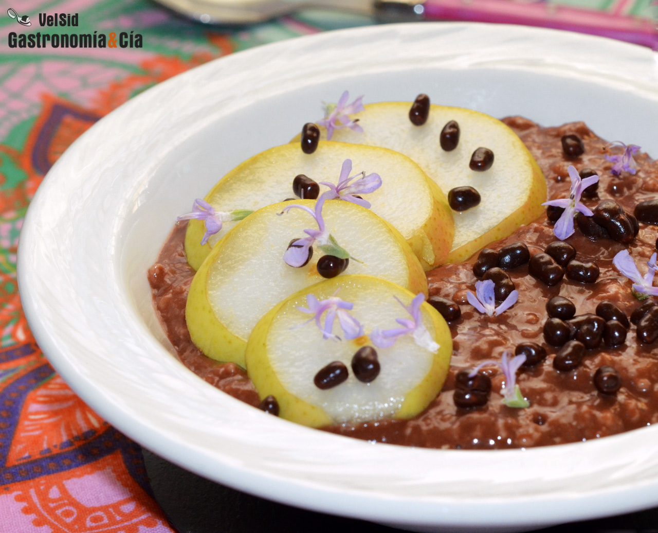 Porridge de chocolate, romero y jengibre