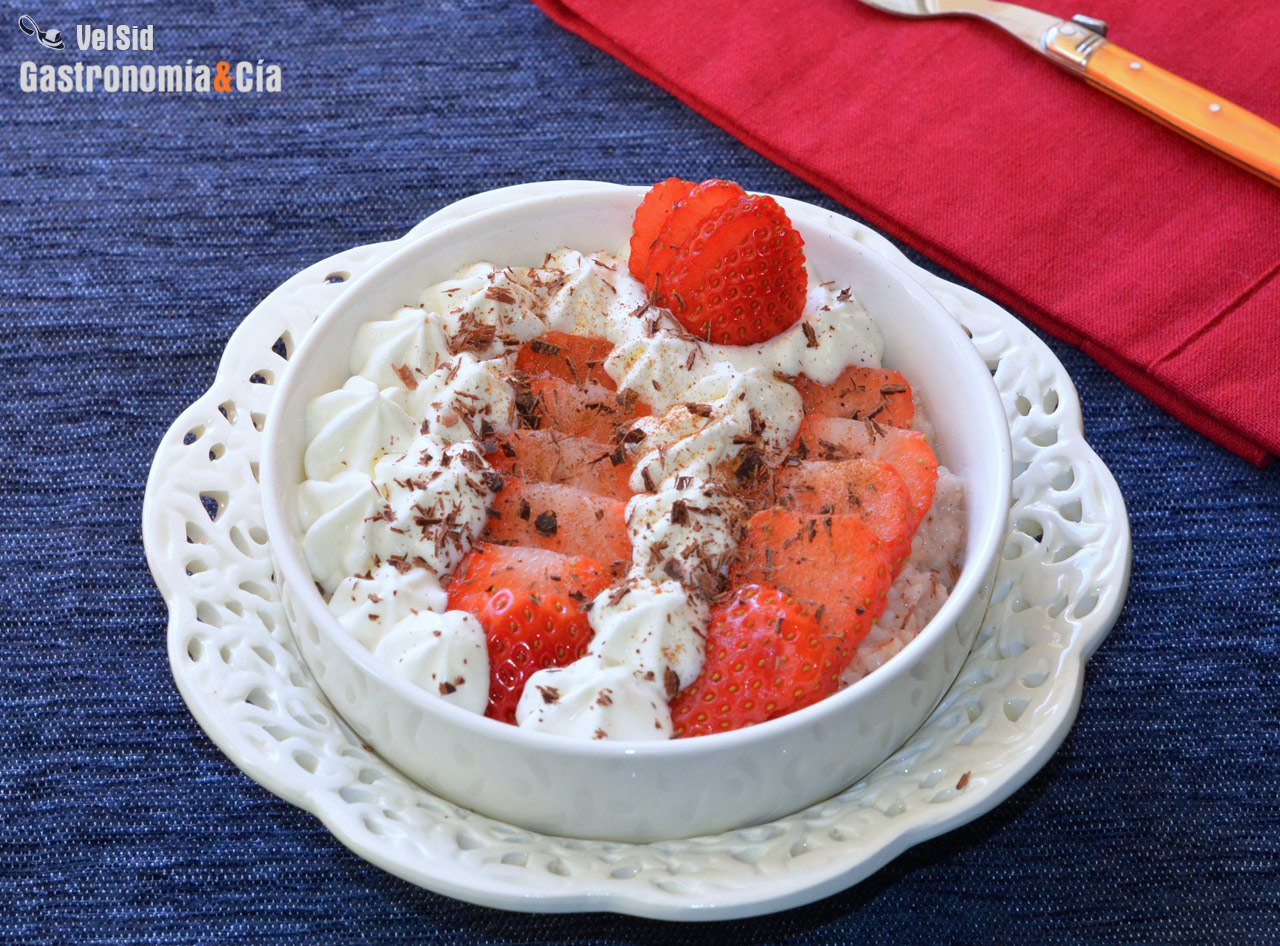  Porridge de fresas con nata