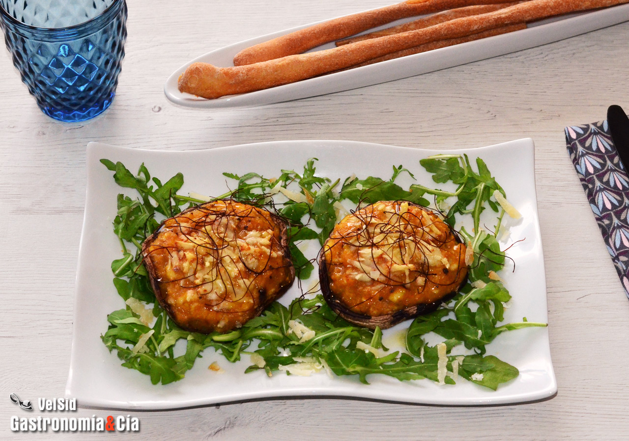 Portobello relleno de calabaza y queso ahumado