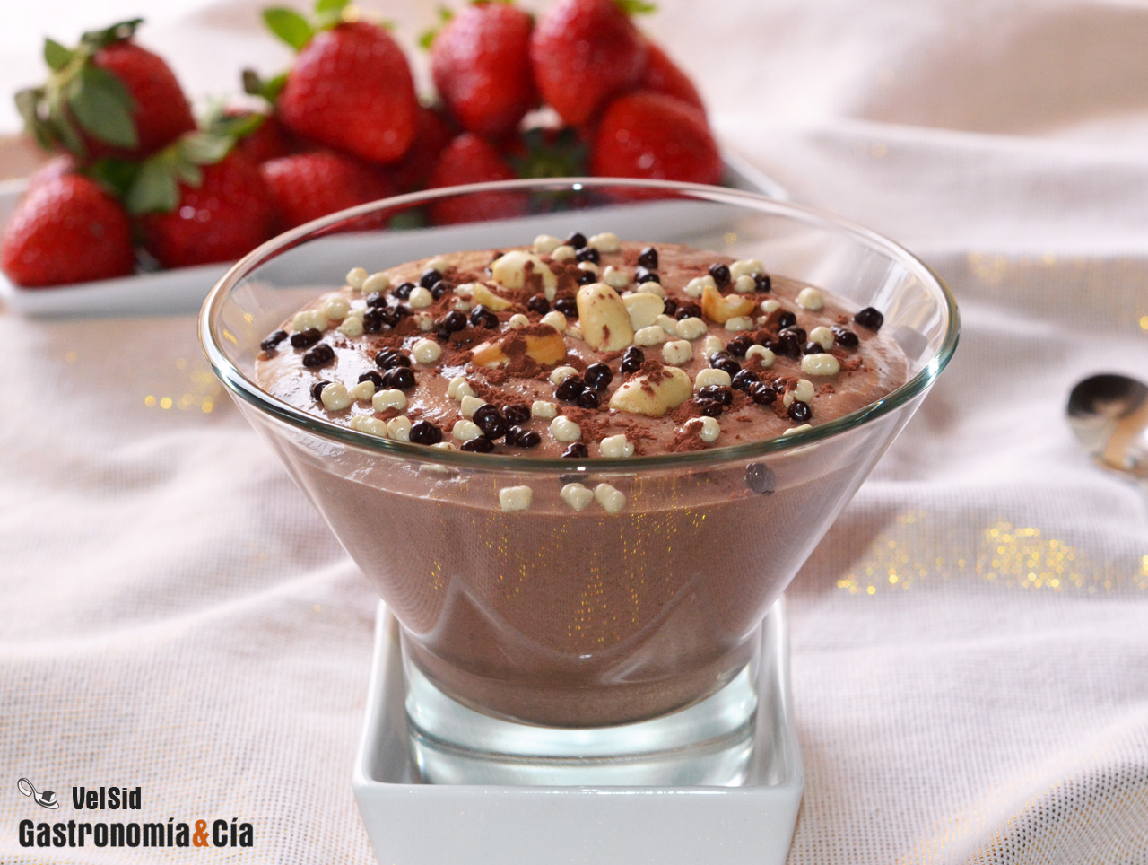 Pudin cremoso de chocolate, ligero y sin azúcar