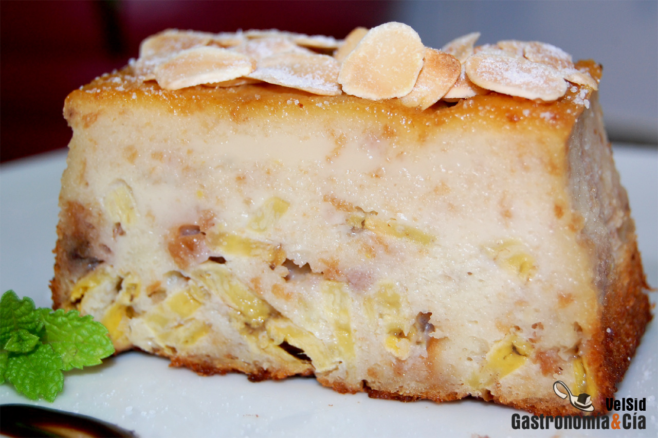 Pudin de plátano y nueces