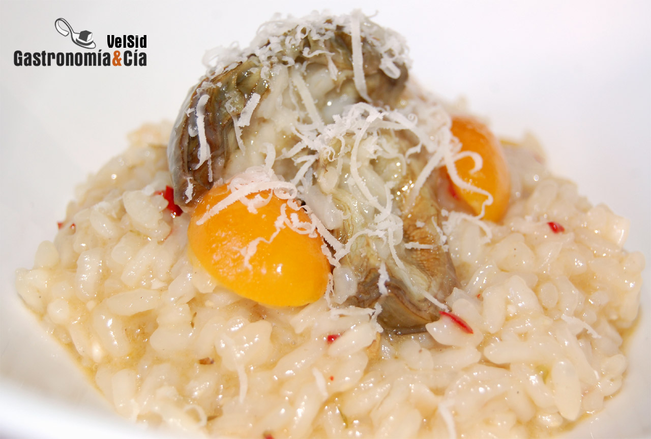 Receta de Risotto de alcachofas y kumquats