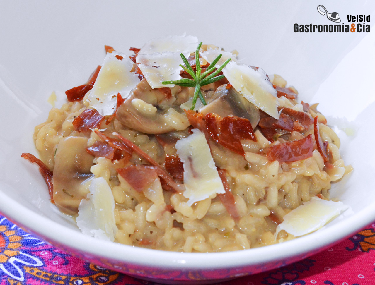 Risotto de champiñones y jamón