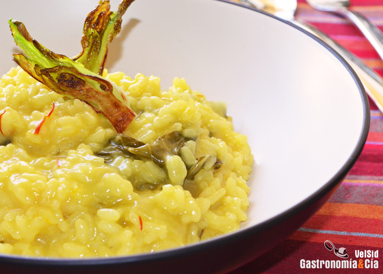 Risotto de pak choi y azafrán