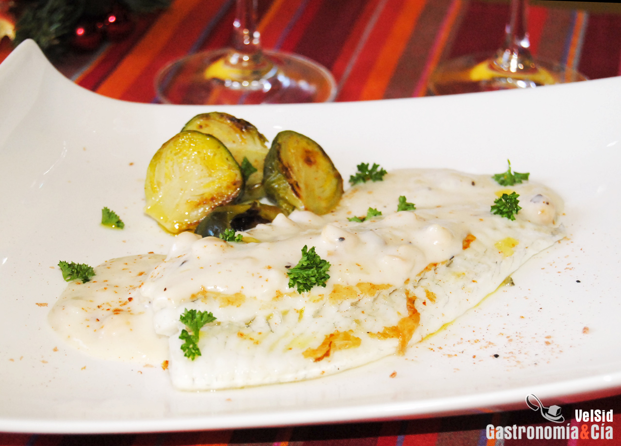 Receta de rodaballo con bechamel de avellana
